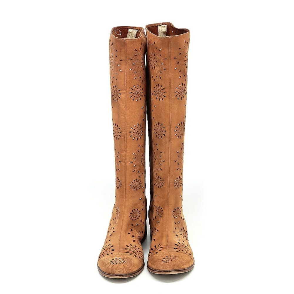 ANTHROPOLOGIE Bohemian Boots, , Suede, Tan, Size 7.5 (EU) 38